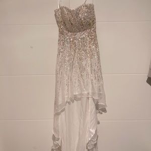 Sherri Hill White Sequin High/Low Dress